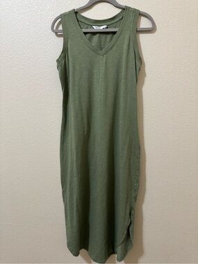 SONOMA Goods For Life Olive Green Sleeveless V-Neck Midi Dress size Small